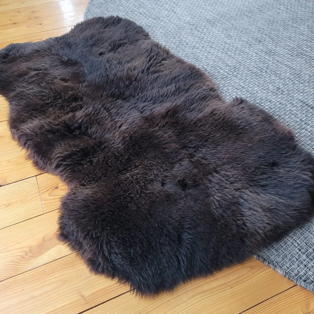 Genuine Swedish Sheepskin Rug Dark Chocolate Dense Or Pelt Throw 46